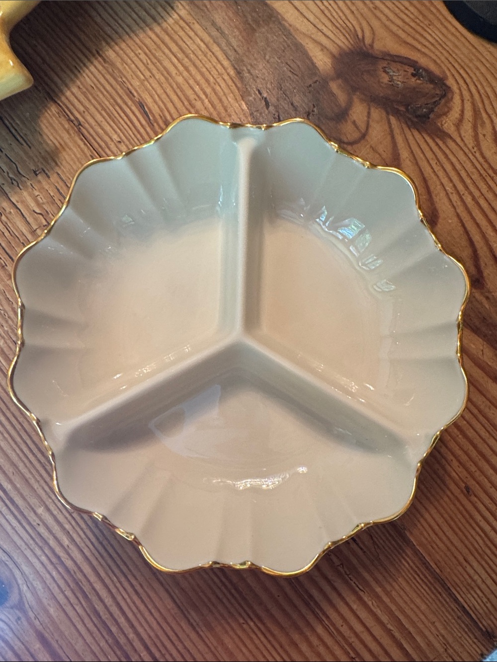 Lenox Cream and Gold Triple-Section Serving Dish - Candy/Condiments